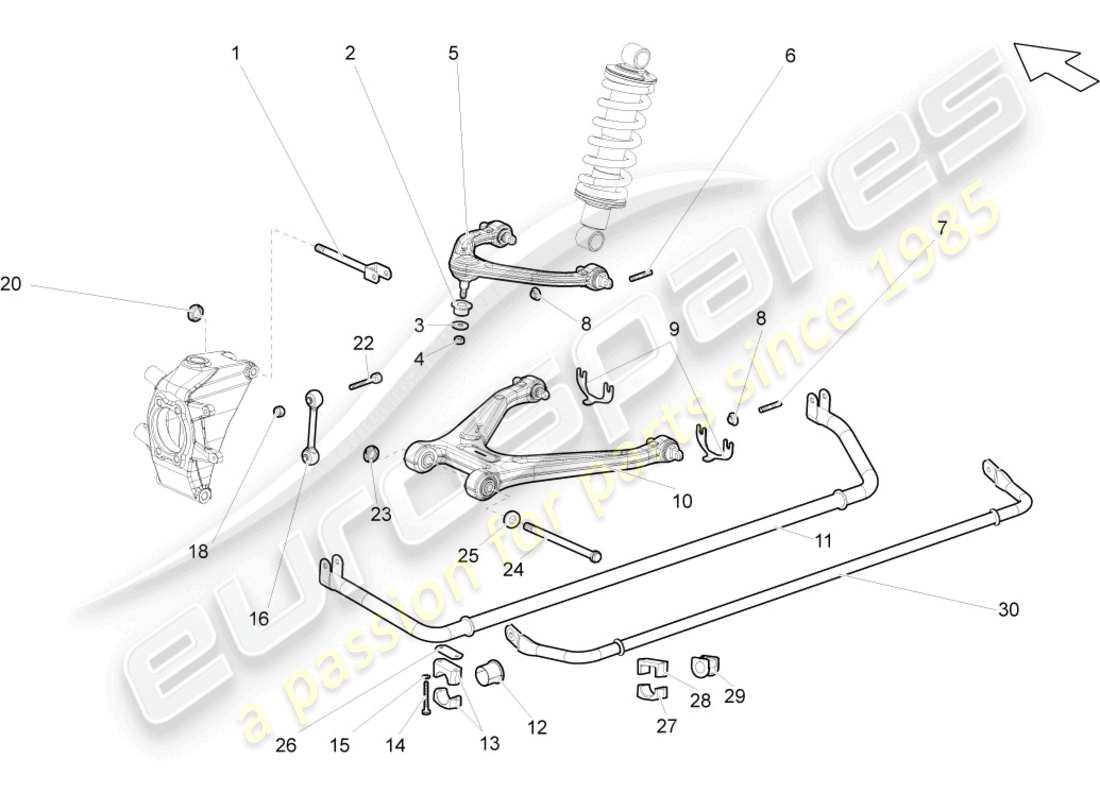 lamborghini gallardo coupe (2007) rear axle part diagram