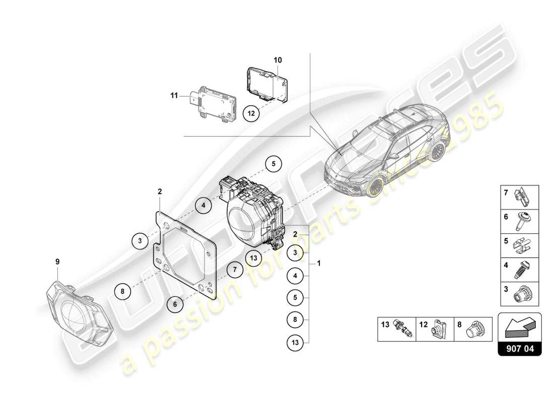 lamborghini urus (2022) radar sensor part diagram