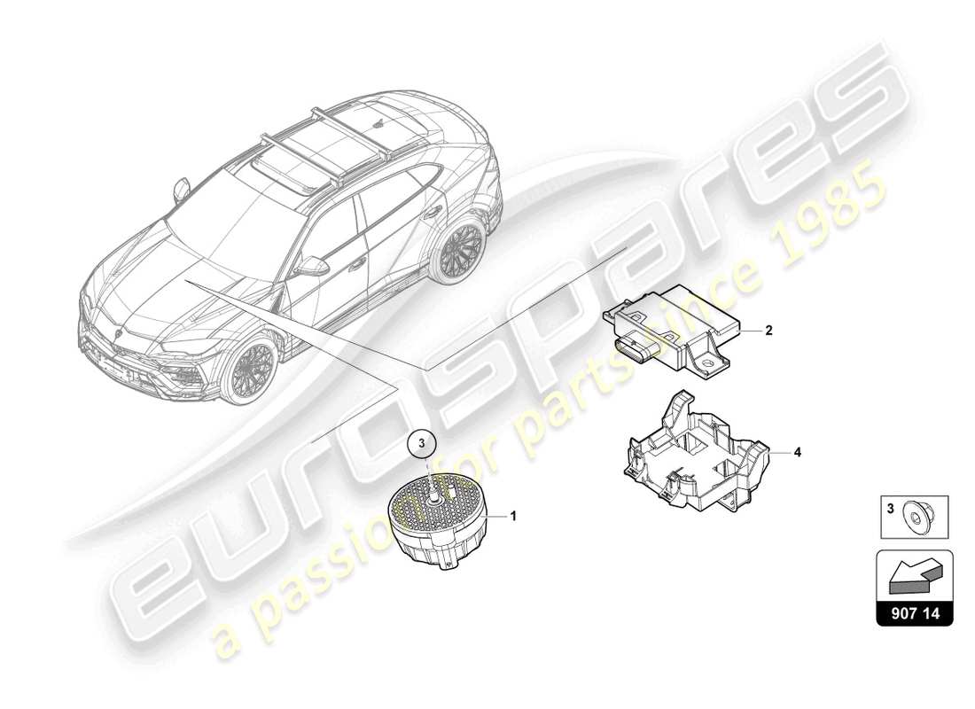 lamborghini urus (2022) electrical parts for engine noise production part diagram