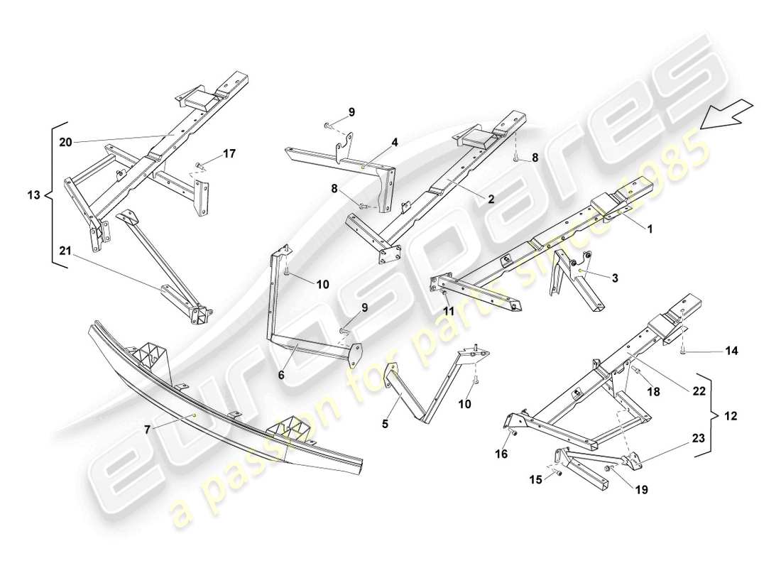 lamborghini lp550-2 coupe (2011) bodywork front part part diagram