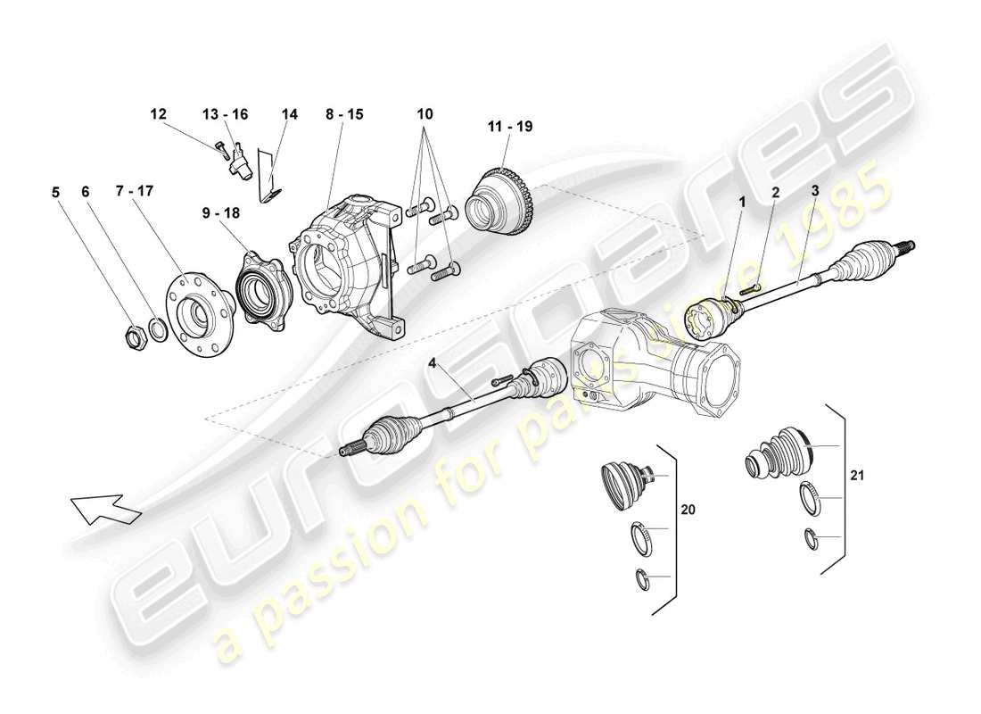 lamborghini reventon roadster drive shaft front part diagram