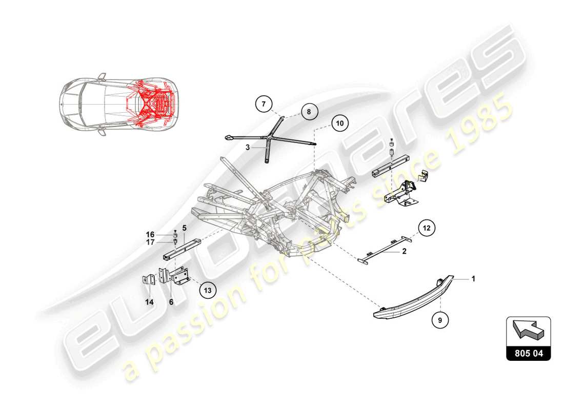 lamborghini 2018 (super trofeo evo) rear frame outer elements part diagram