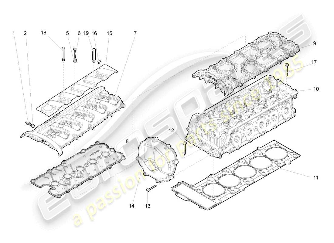 lamborghini gallardo coupe (2007) cylinder head cylinders 1 part diagram