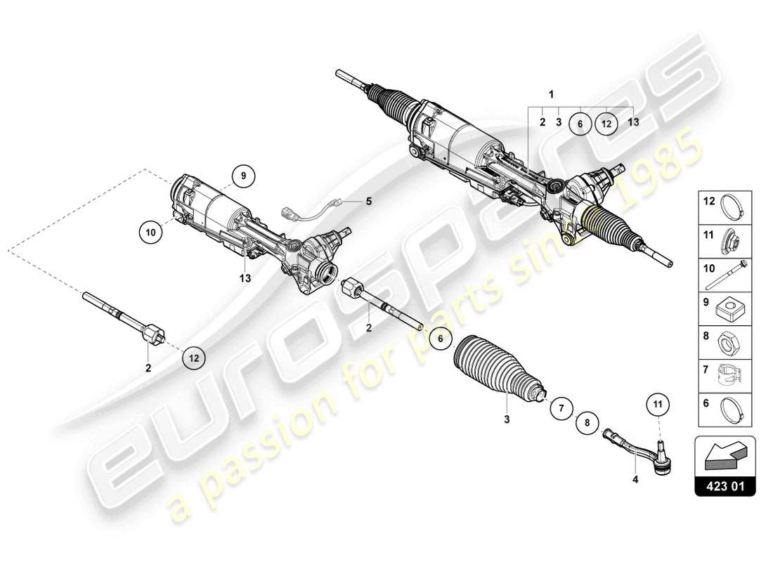 lamborghini urus (2022) steering gear part diagram