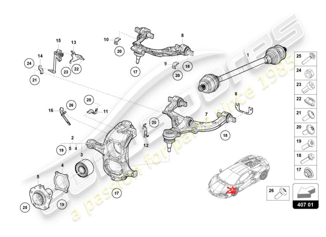 lamborghini revuelto coupe (2024) axle shaft parts diagram