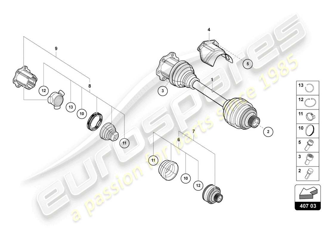 lamborghini urus (2022) drive shaft part diagram