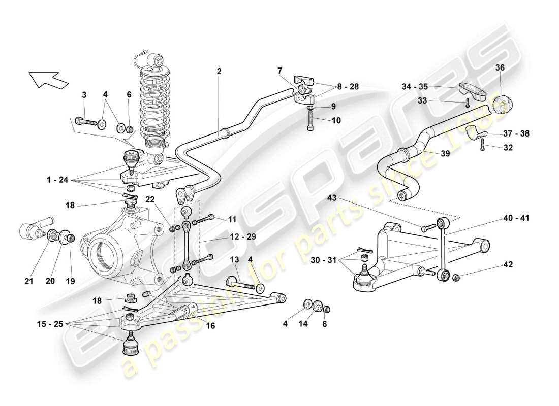 lamborghini lp640 coupe (2010) wishbone parts diagram