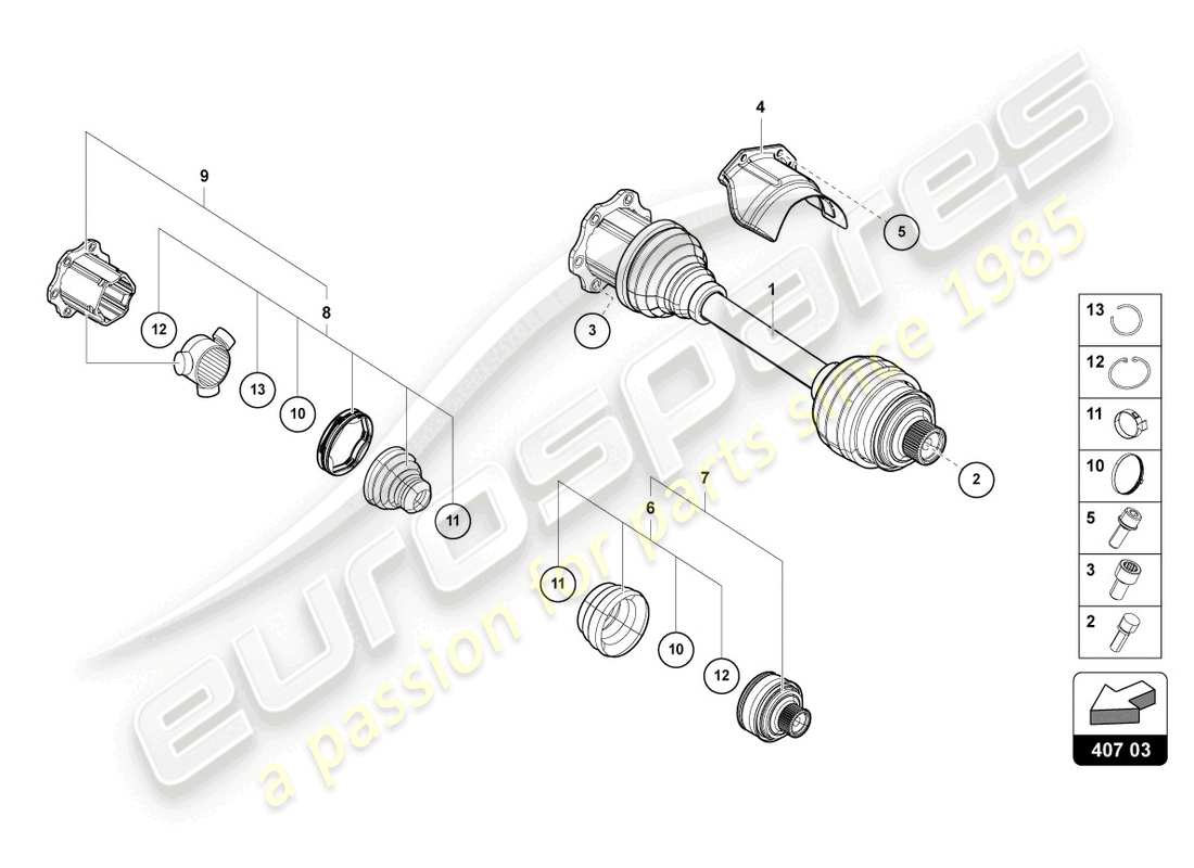 lamborghini urus (2019) drive shaft parts diagram