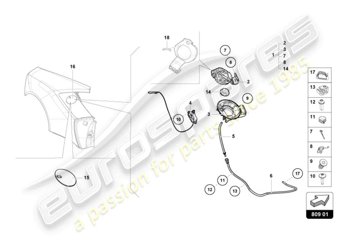 lamborghini 2023 (sterrato) fuel filler flap part diagram