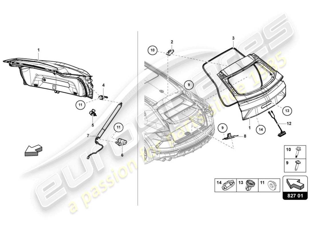 lamborghini urus (2022) rear lid rear parts diagram