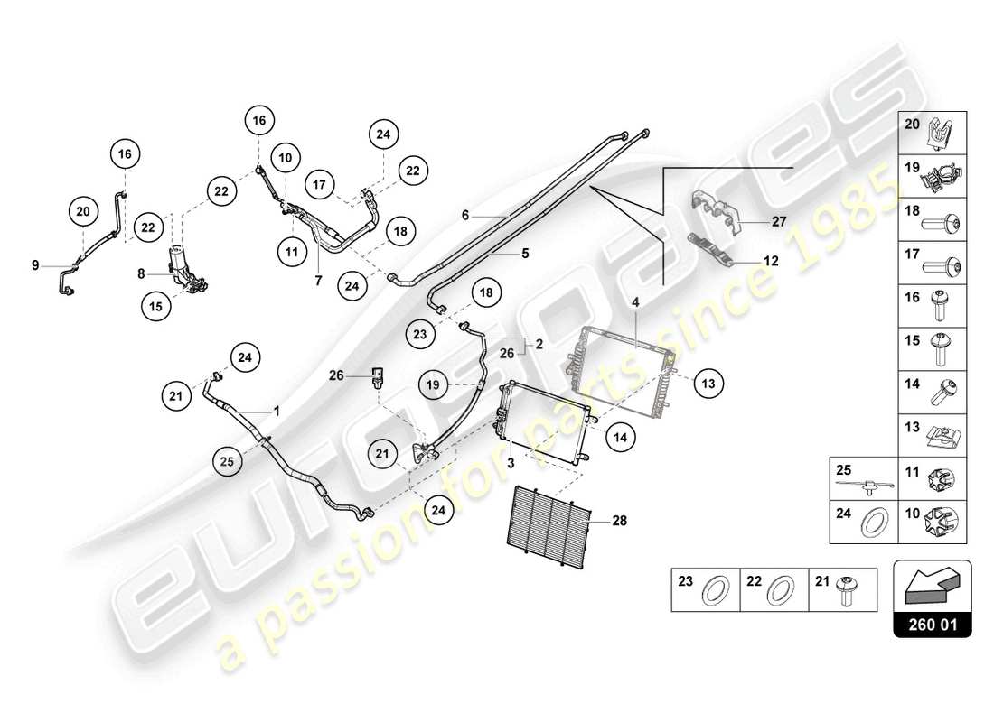lamborghini 2023 (evo spyder 2wd) a/c condenser part diagram