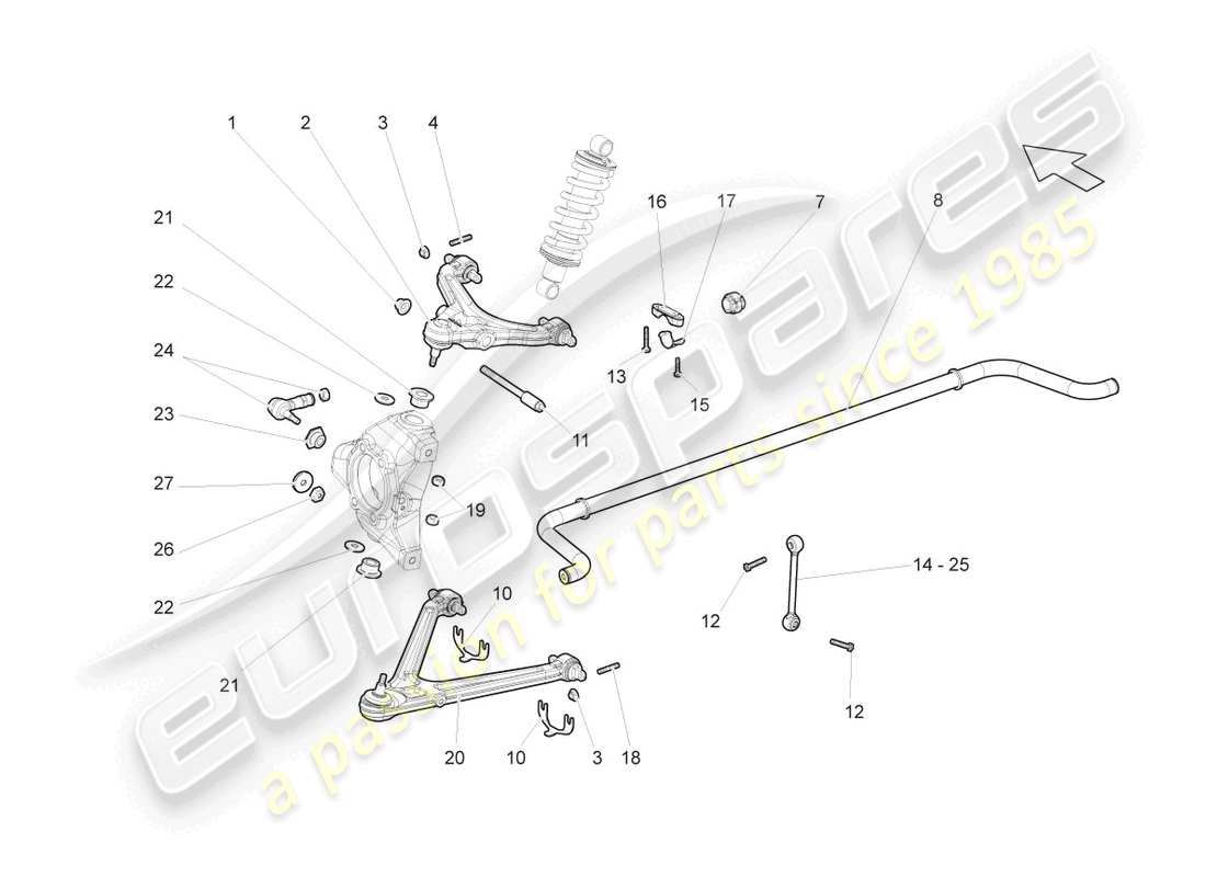 lamborghini gallardo coupe (2007) front axle part diagram