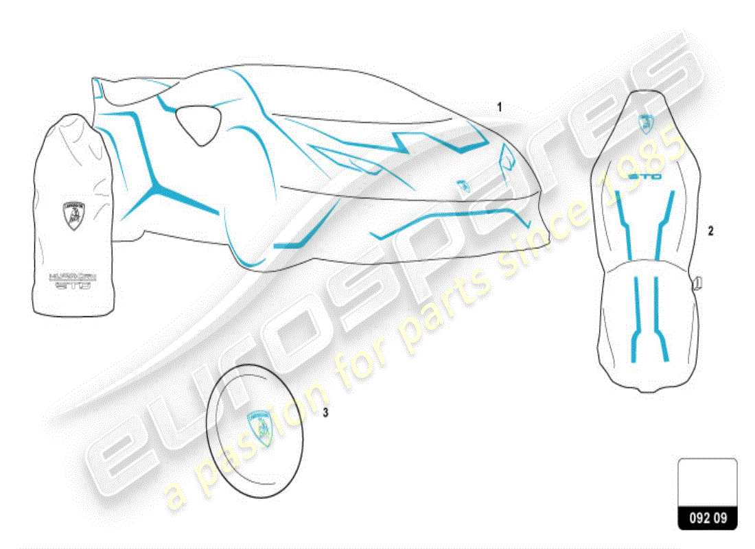 lamborghini accessories (sto) protector set part diagram