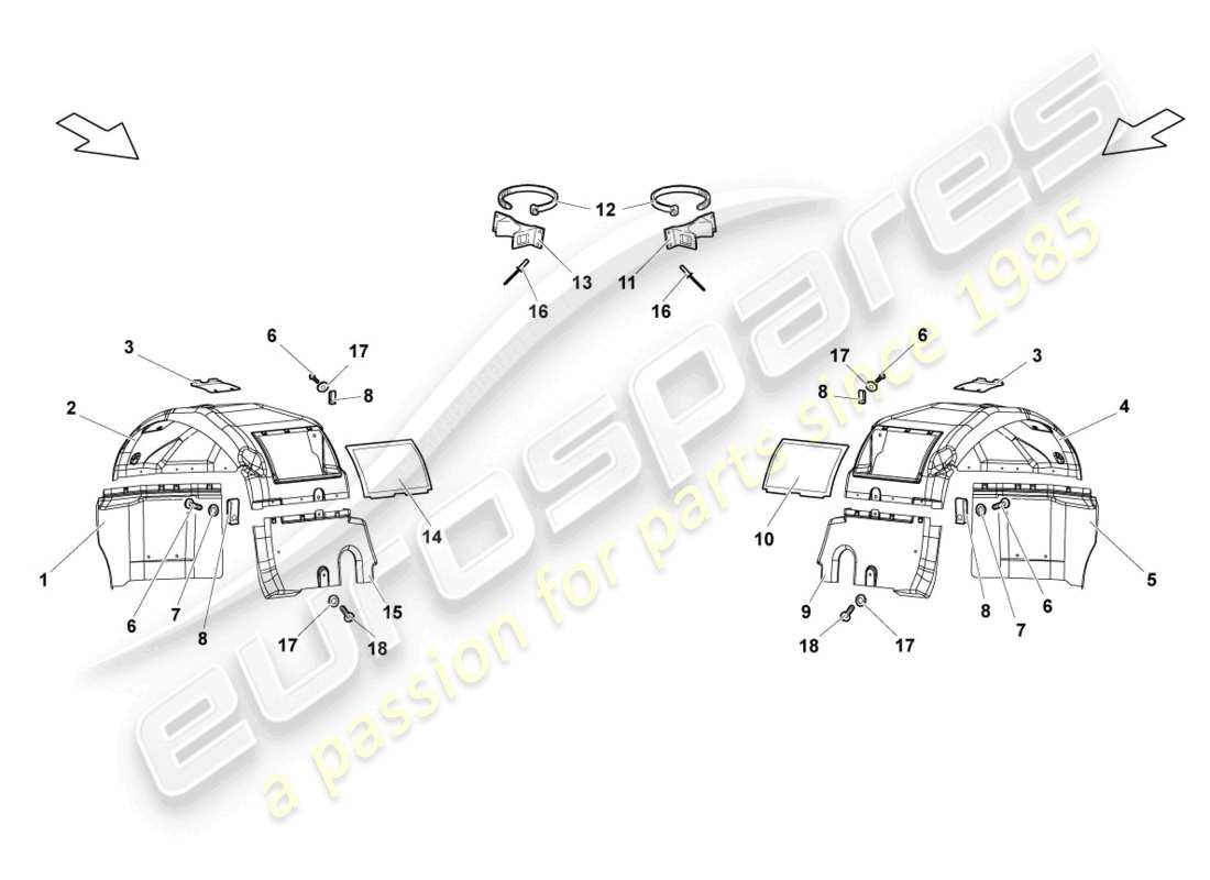 lamborghini reventon wheel housing liner front parts diagram