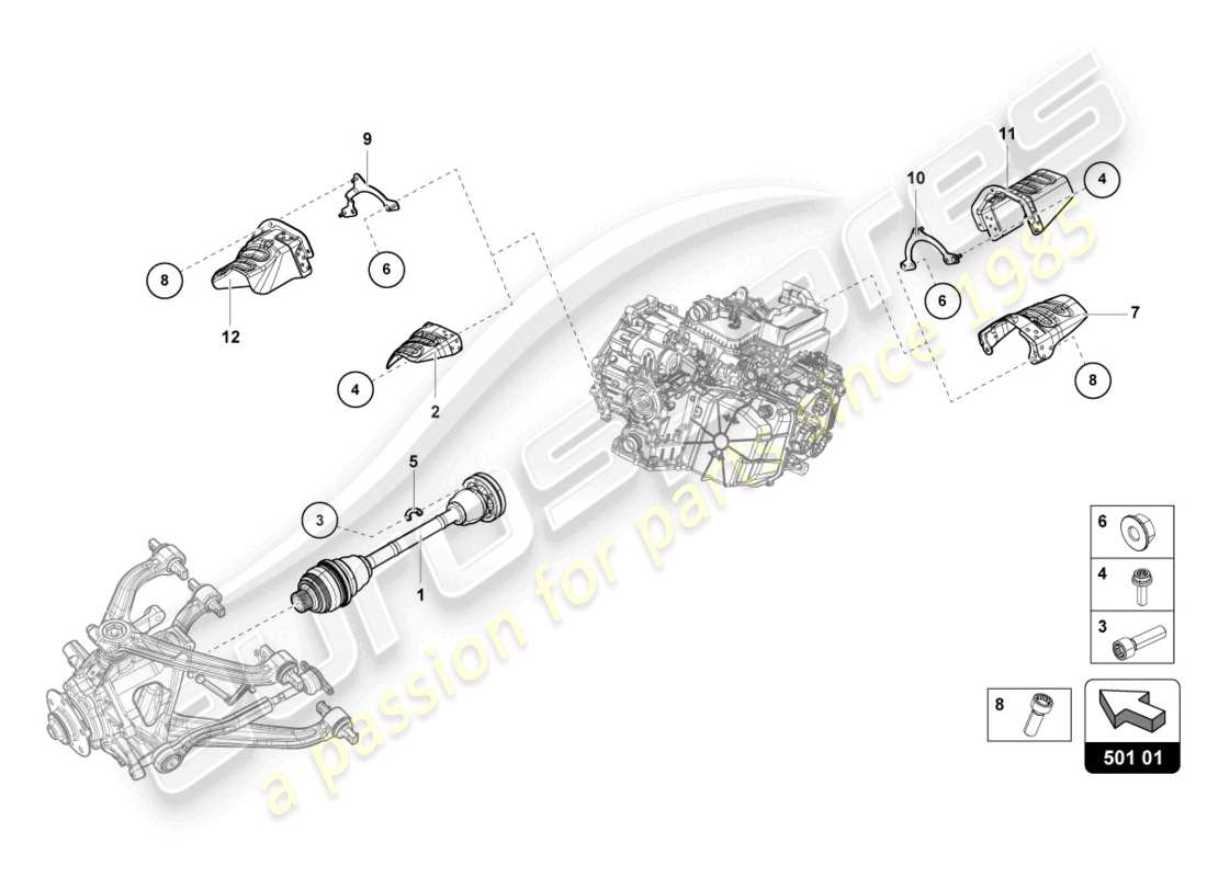 lamborghini 2023 (tecnica) axle shaft rear parts diagram