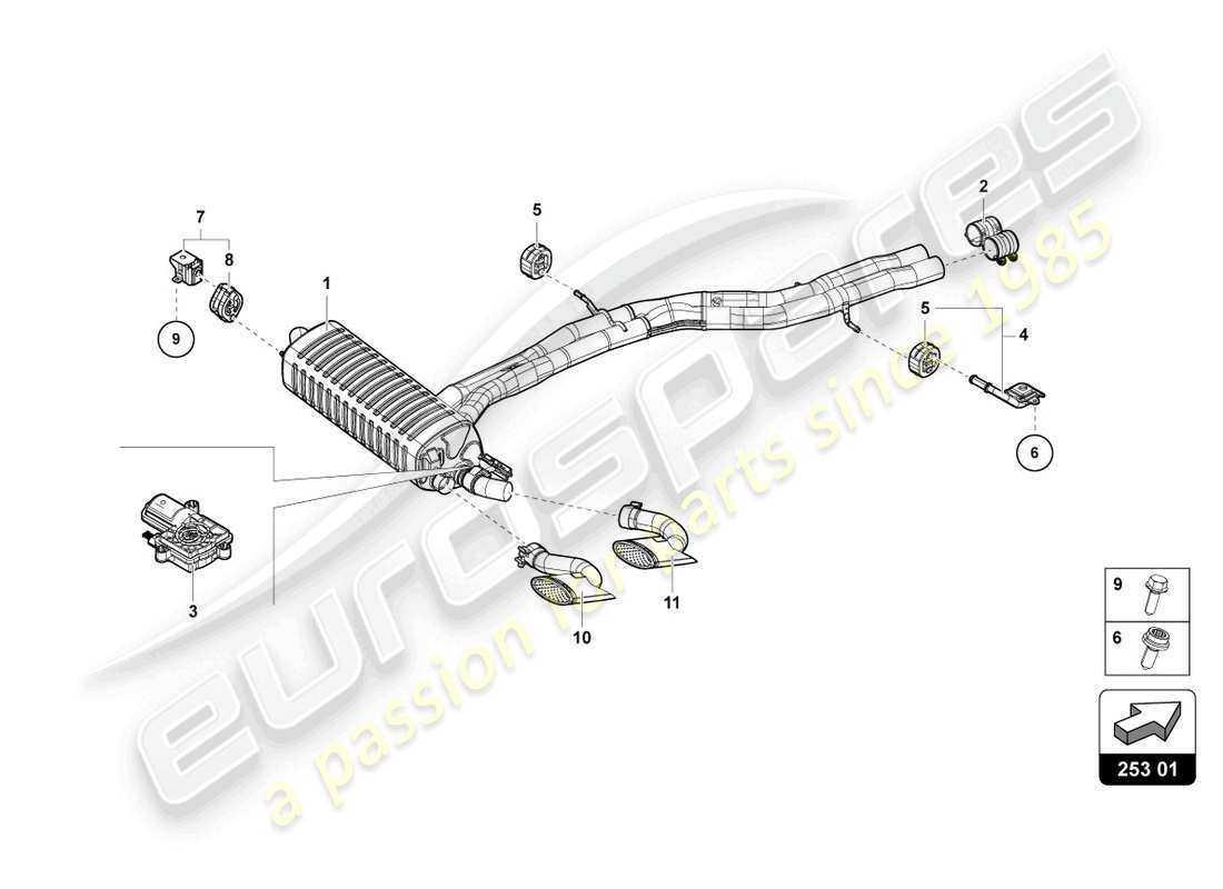 lamborghini urus (2022) rear silencer part diagram