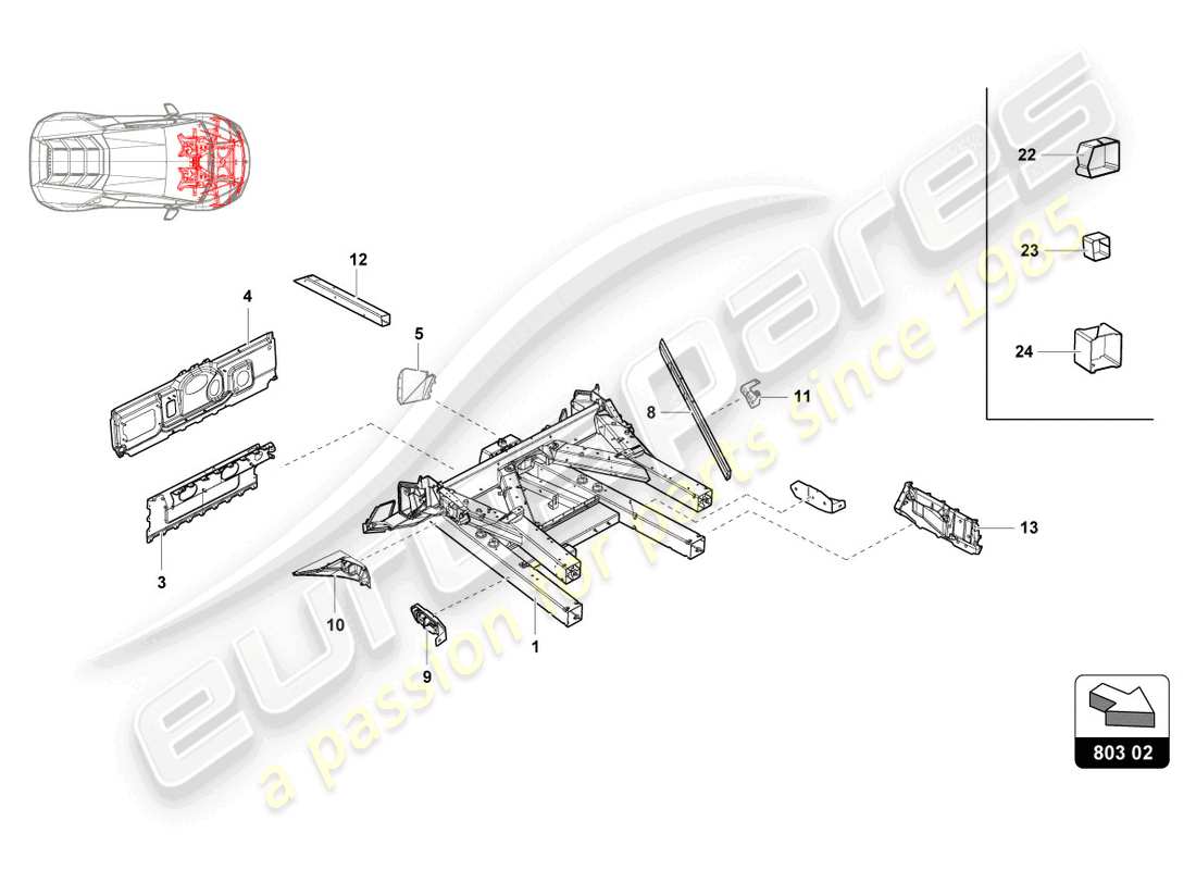 lamborghini 2018 (super trofeo evo) front frame outer elements part diagram