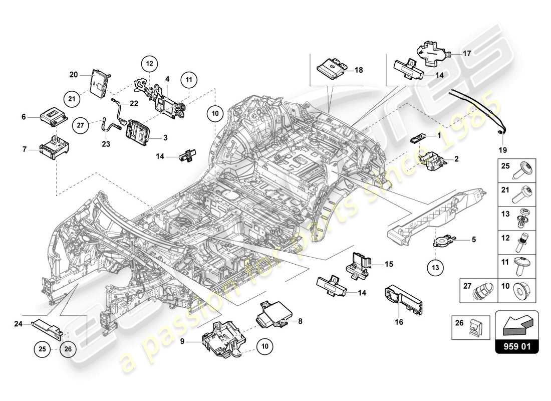 lamborghini urus (2021) control unit for tailgate part diagram