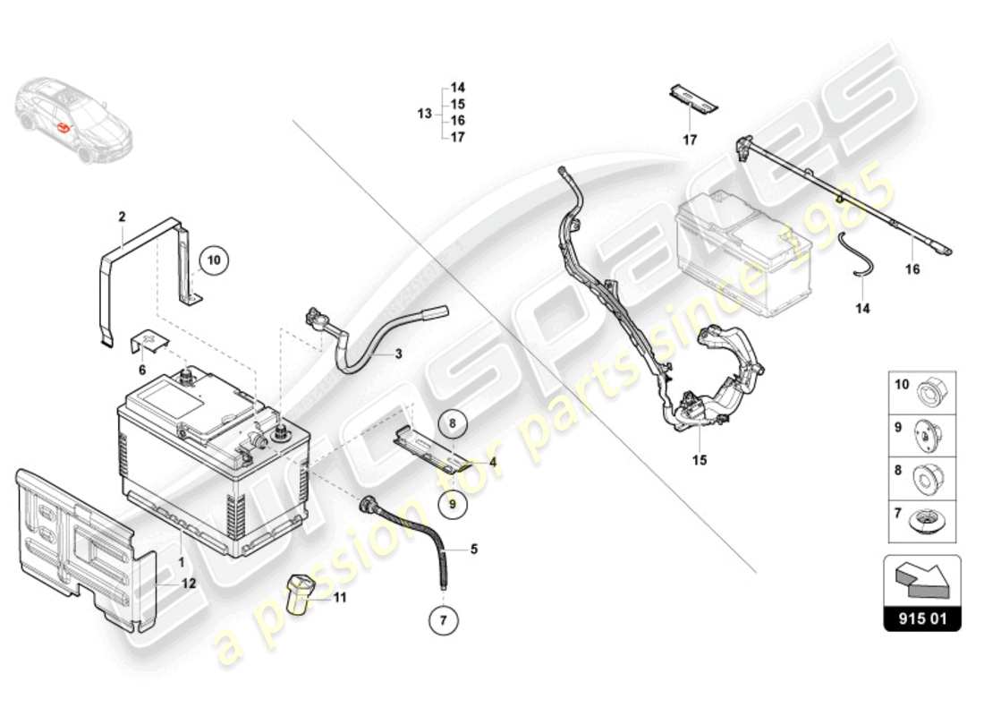 lamborghini urus (2020) battery parts diagram