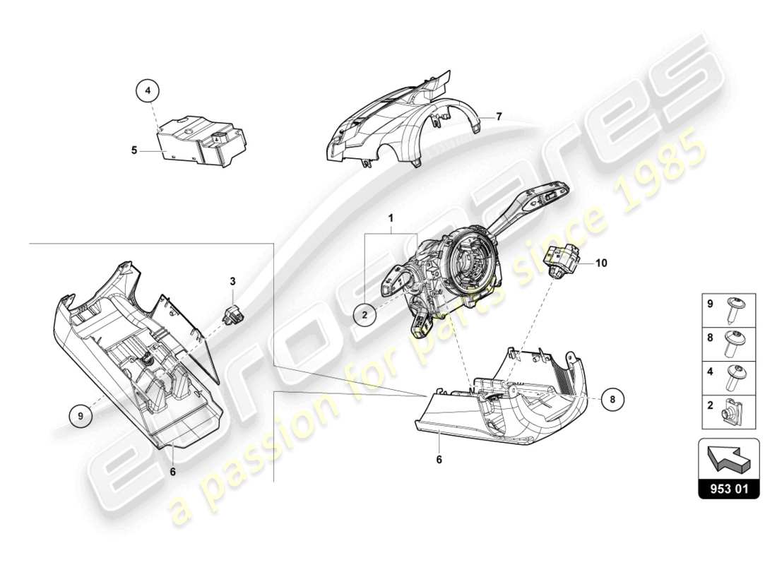 lamborghini urus (2022) steering col. combi switch part diagram