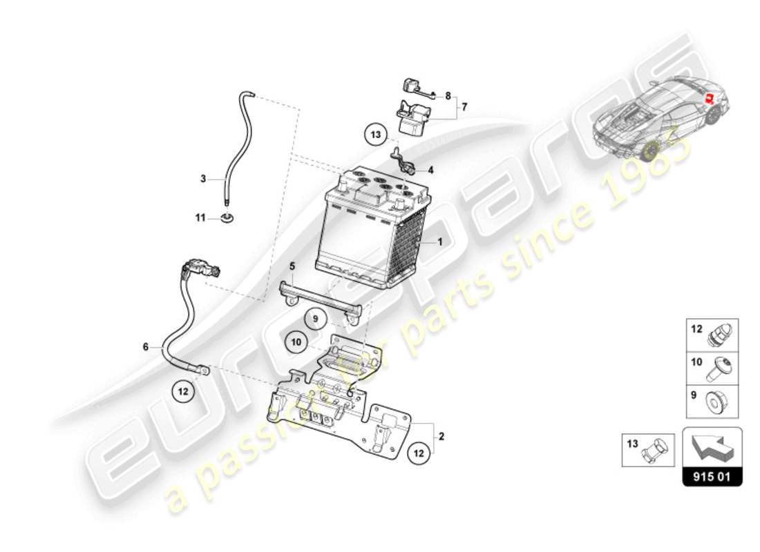lamborghini revuelto coupe (2024) battery 12v parts diagram