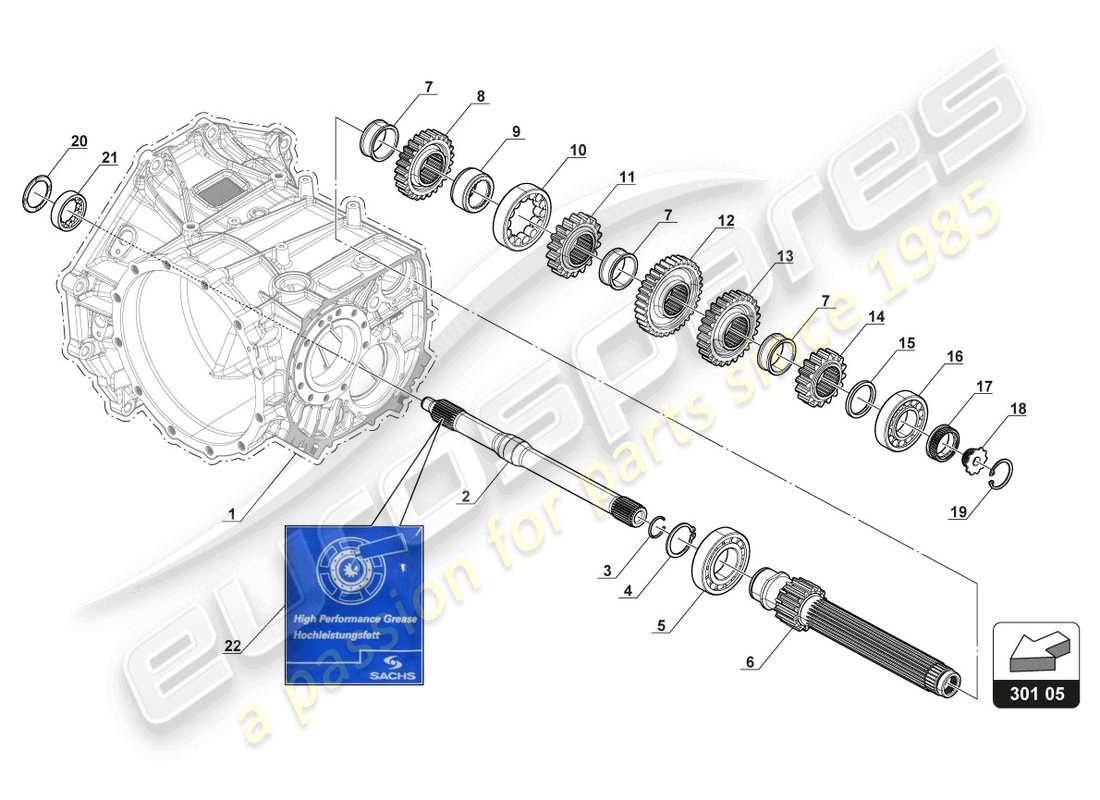 lamborghini 2018 (gt3 evo) input shaft part diagram