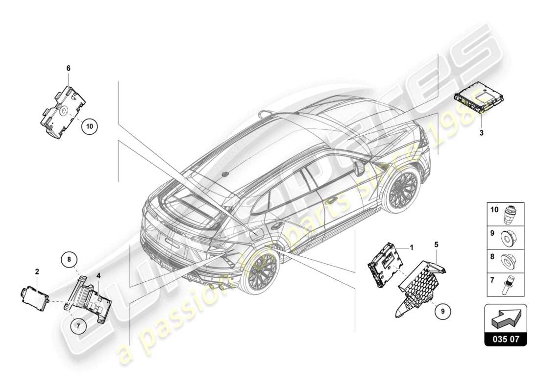 lamborghini urus (2022) tv tuner part diagram