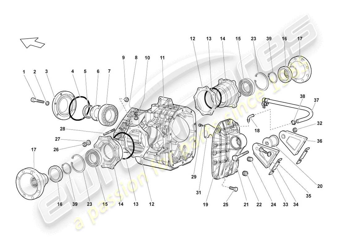 lamborghini lp640 roadster (2010) housing for differential part diagram