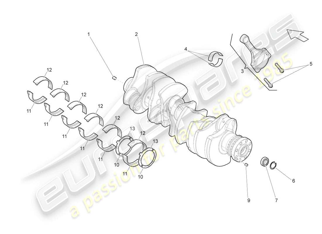 lamborghini gallardo spyder (2008) crankshaft part diagram