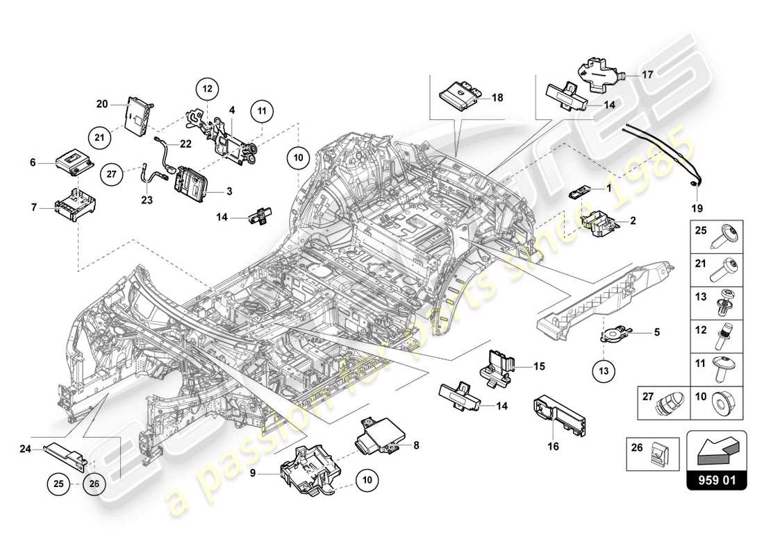 lamborghini urus (2022) control unit for tailgate part diagram