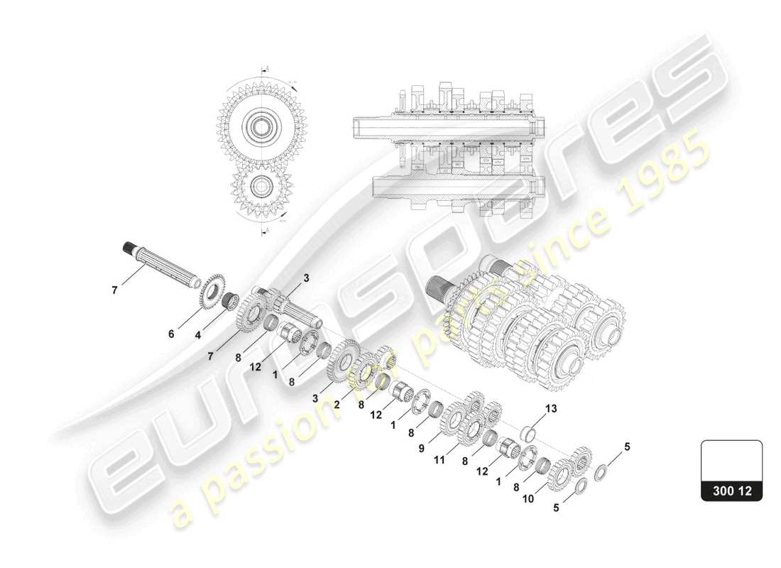 lamborghini 2015 (super trofeo) gear cluster assembly part diagram