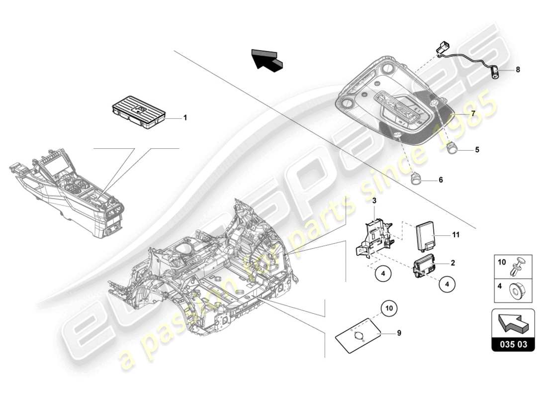 lamborghini urus (2022) electric parts for cellphone preparation part diagram