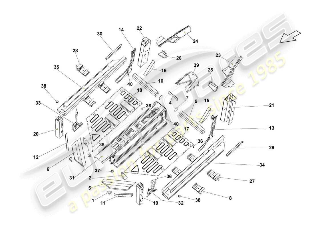 lamborghini gallardo coupe (2007) floor assembly parts diagram