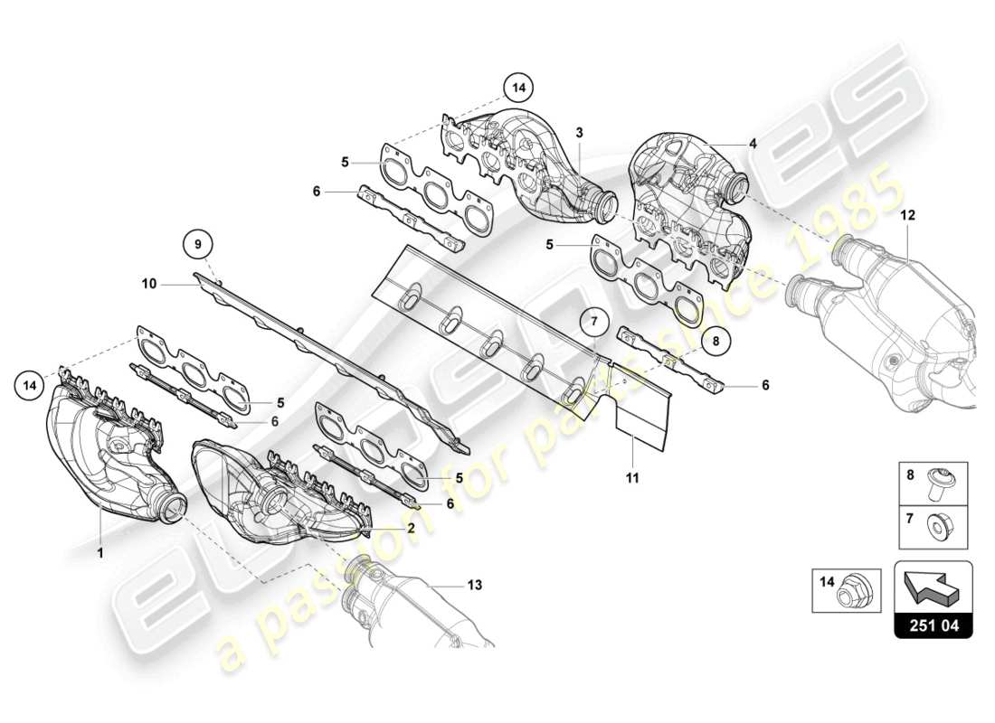 lamborghini 2022 (ultimae) exhaust system part diagram