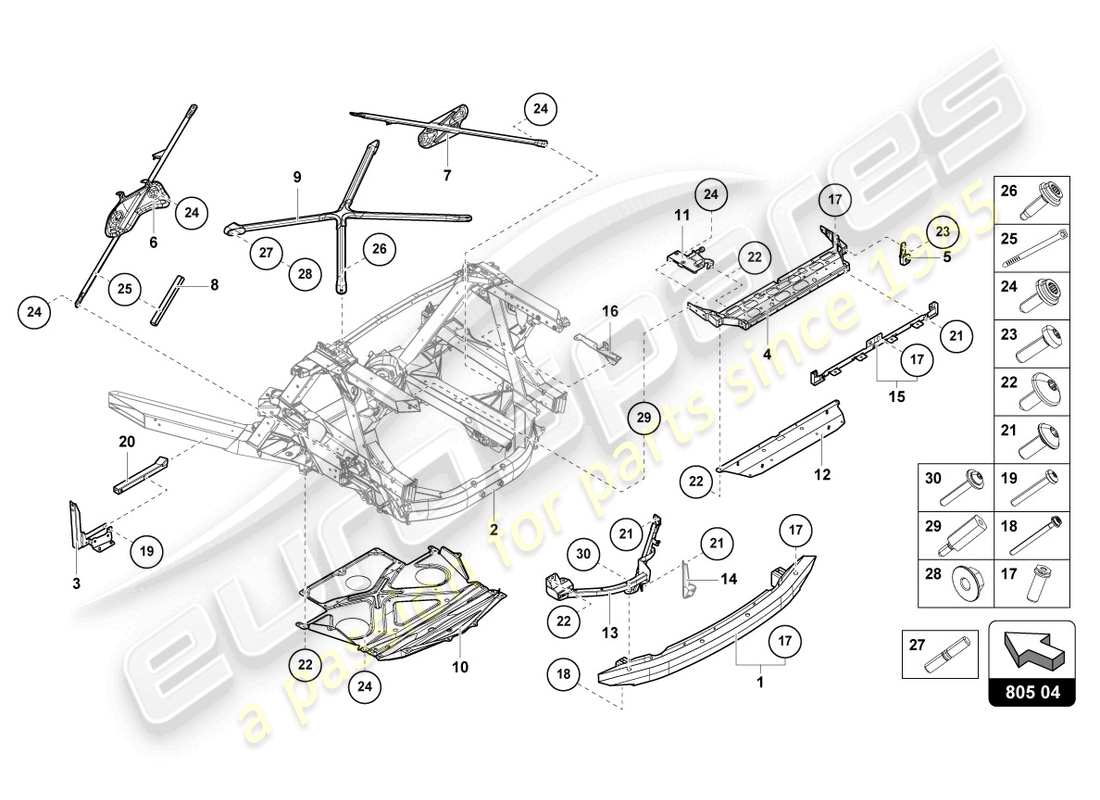 lamborghini 2021 (sto) chassis rear, outer part diagram