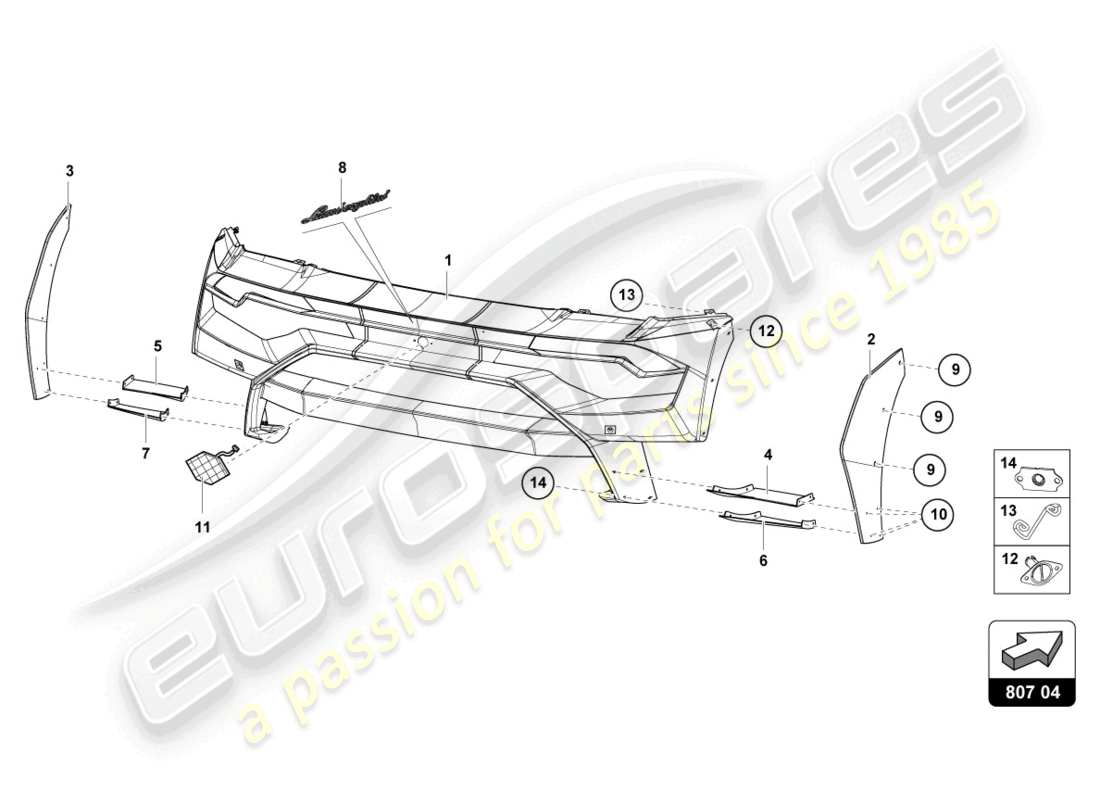 lamborghini 2018 (super trofeo evo) rear bumper part diagram