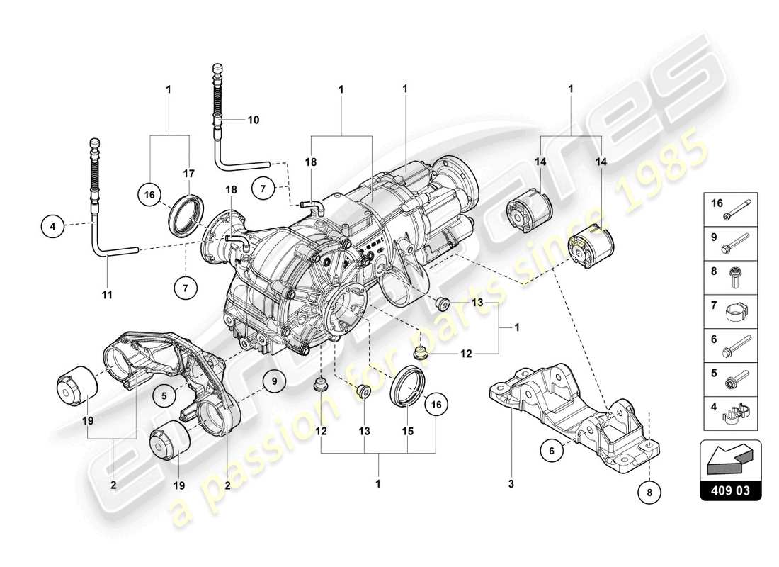 lamborghini lp770-4 svj roadster (2022) front axle differential with visco clutch part diagram