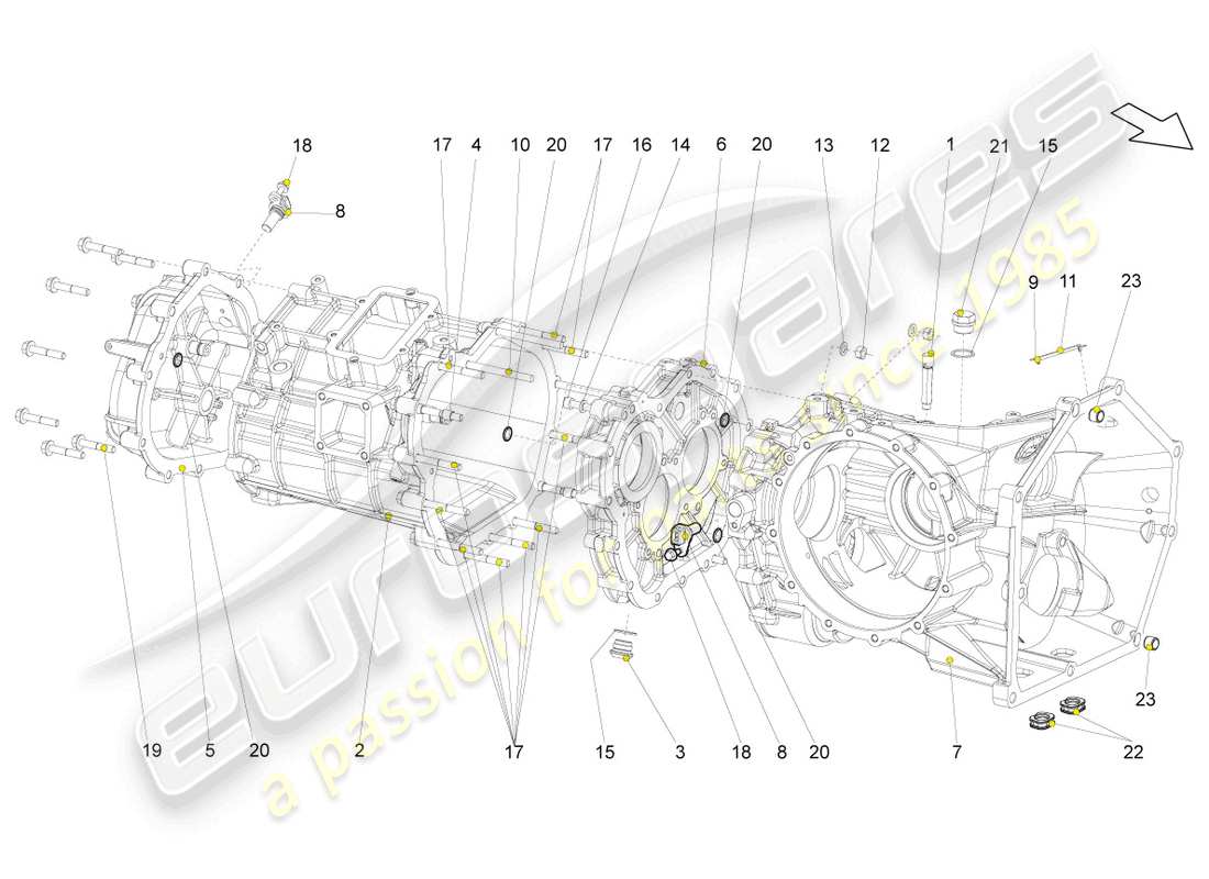 lamborghini gallardo coupe (2007) gear housing part diagram