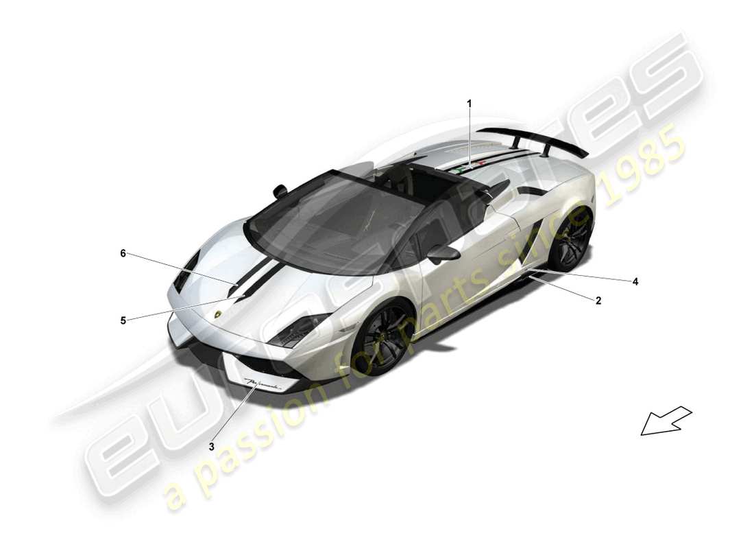 lamborghini lp570-4 spyder performante (2011) decorative adhesive strips part diagram