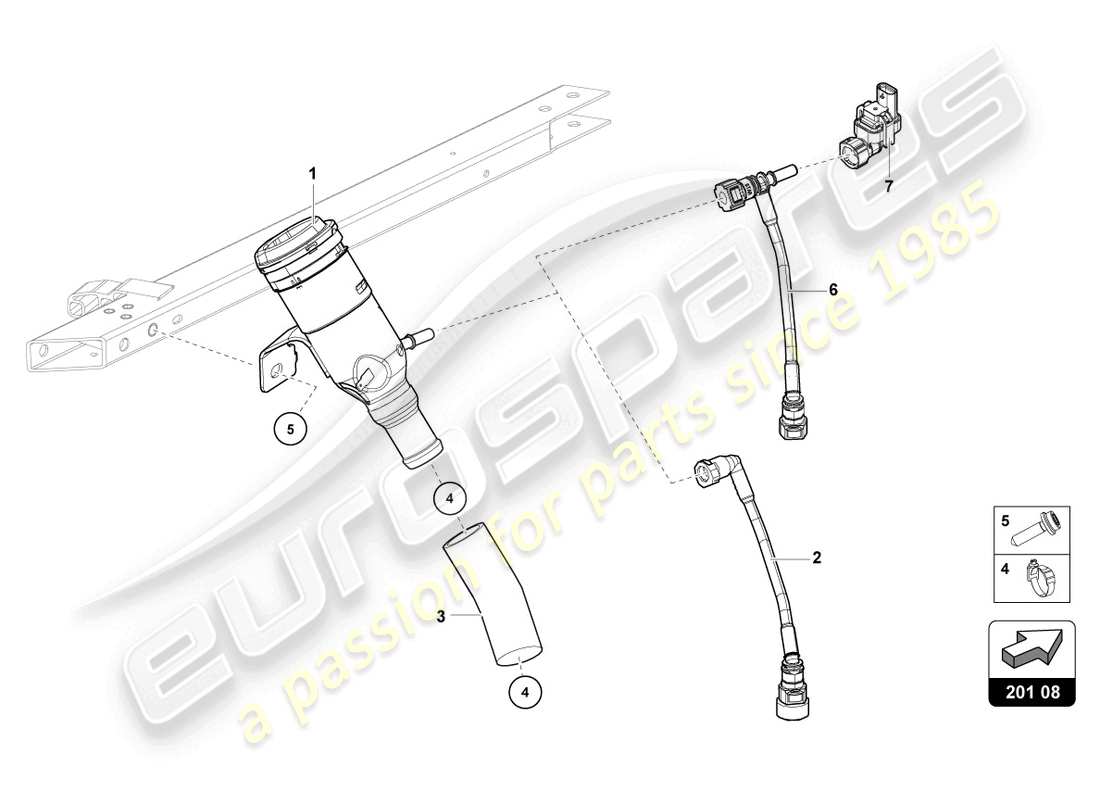 lamborghini 2023 (evo coupe) fuel filler neck part diagram