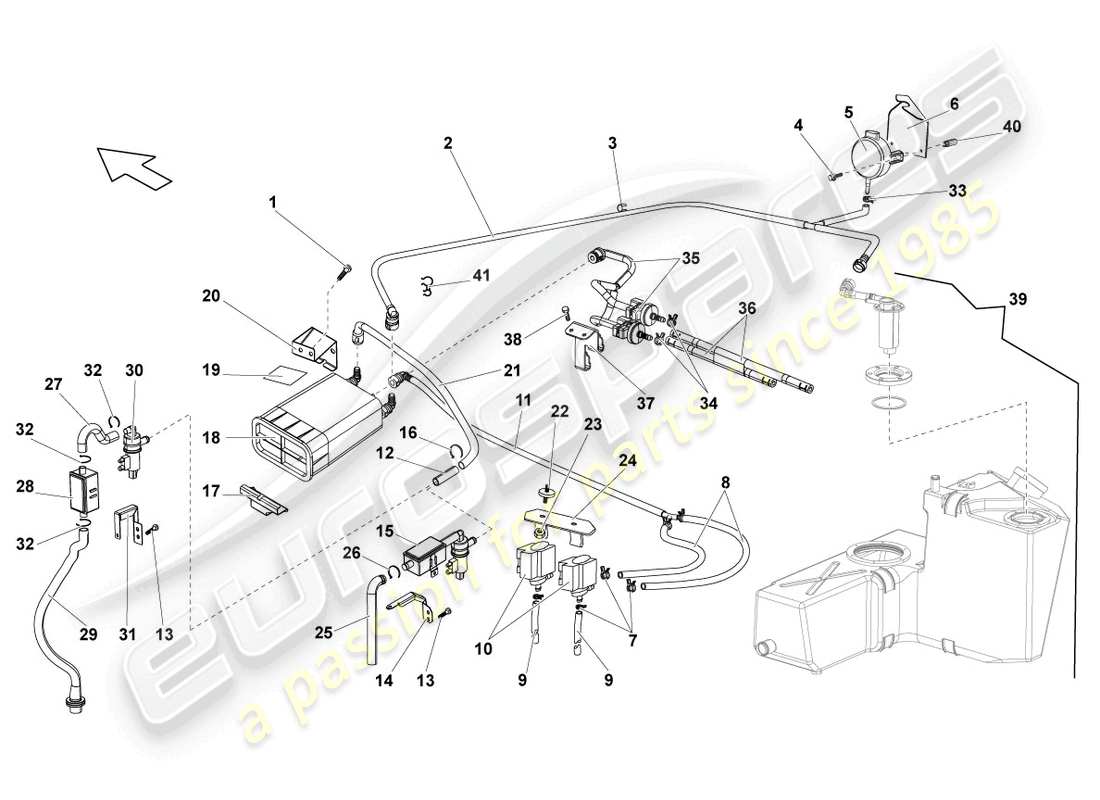 lamborghini gallardo coupe (2007) activated charcoal container part diagram