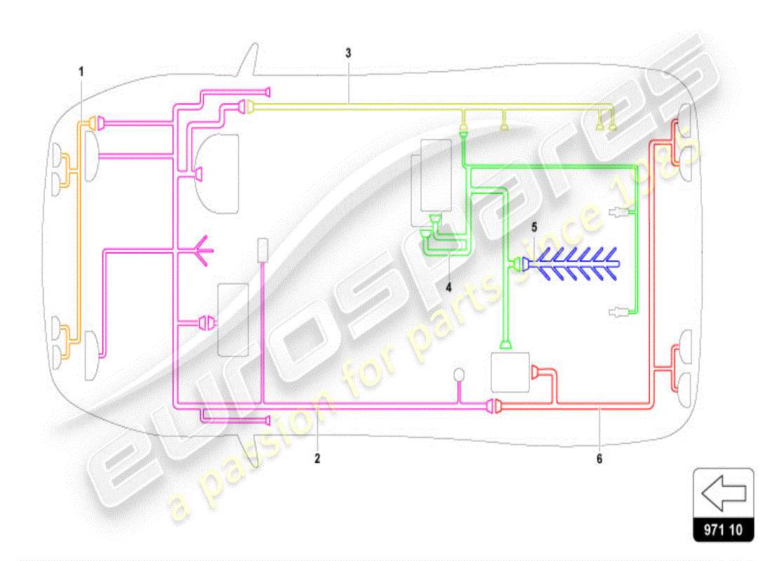 lamborghini diablo vt (1996) electrical system parts diagram