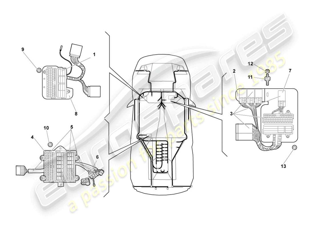 lamborghini lp640 roadster (2010) central electrics part diagram