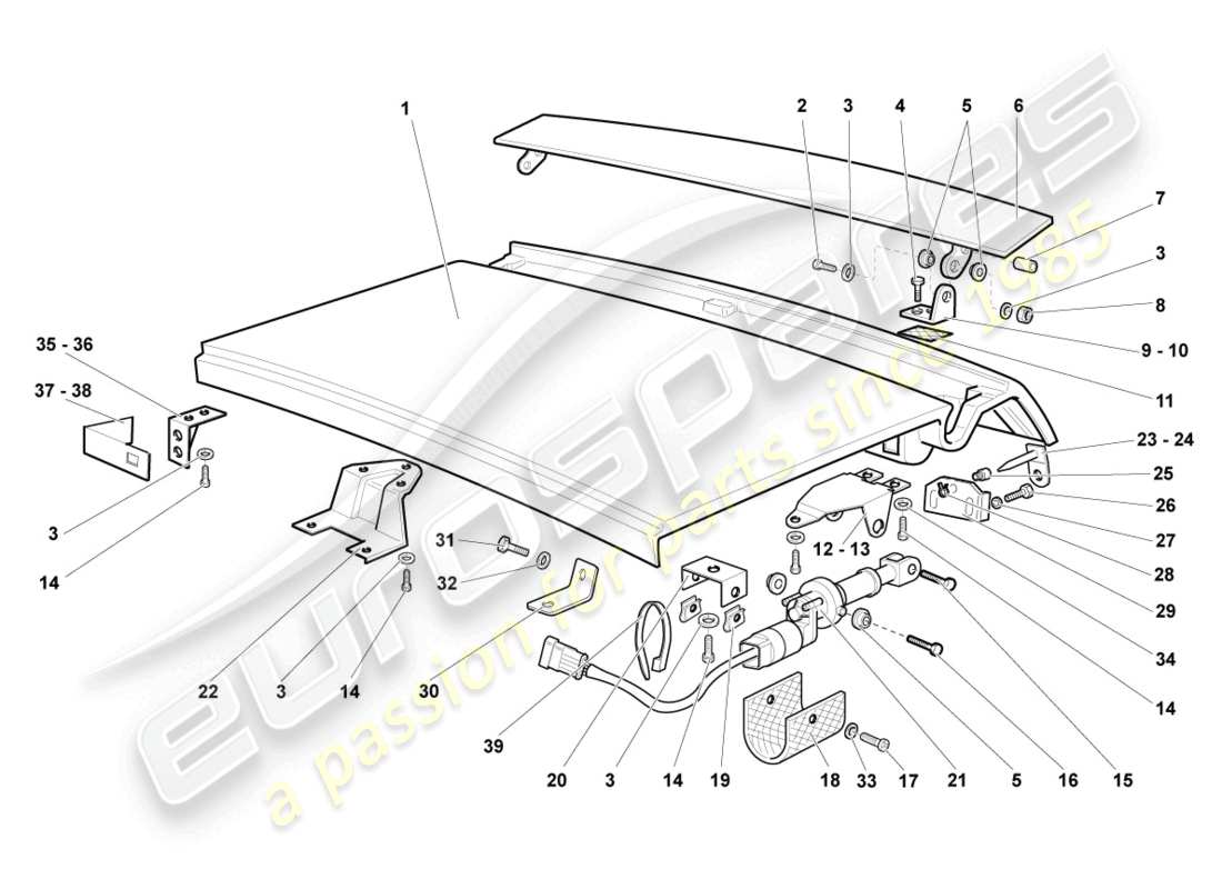 lamborghini lp640 roadster (2010) rear lid part diagram