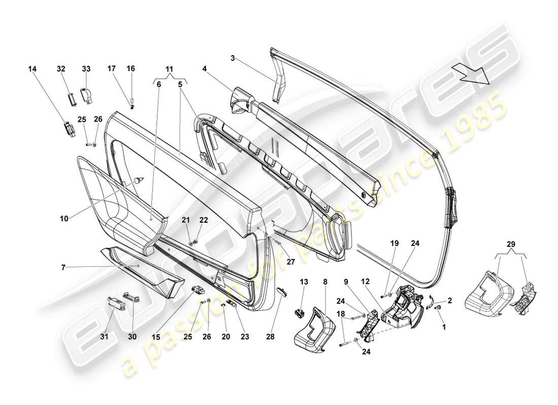 lamborghini lp550-2 coupe (2011) door panel part diagram