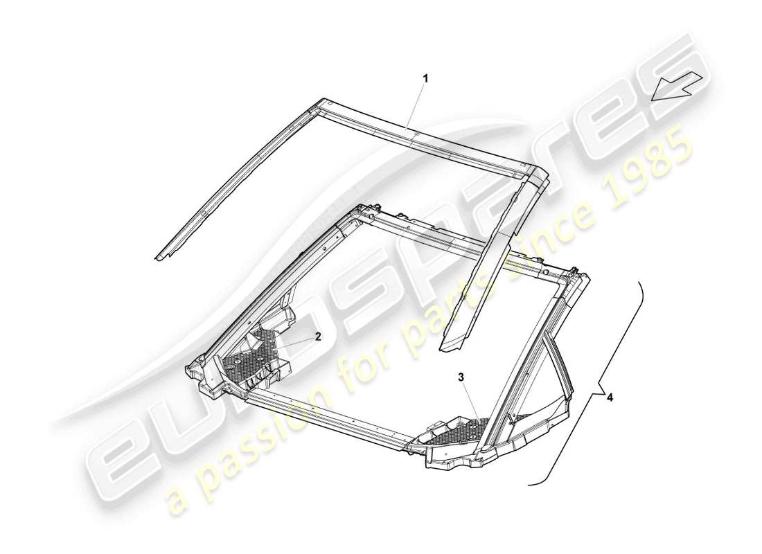 lamborghini gallardo spyder (2008) roof frame front part diagram