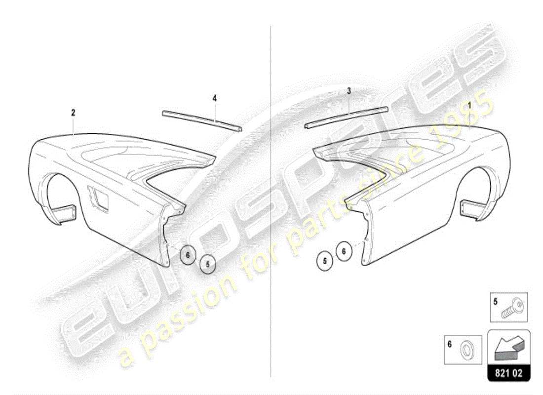 lamborghini diablo vt (1996) wing protector rear parts diagram