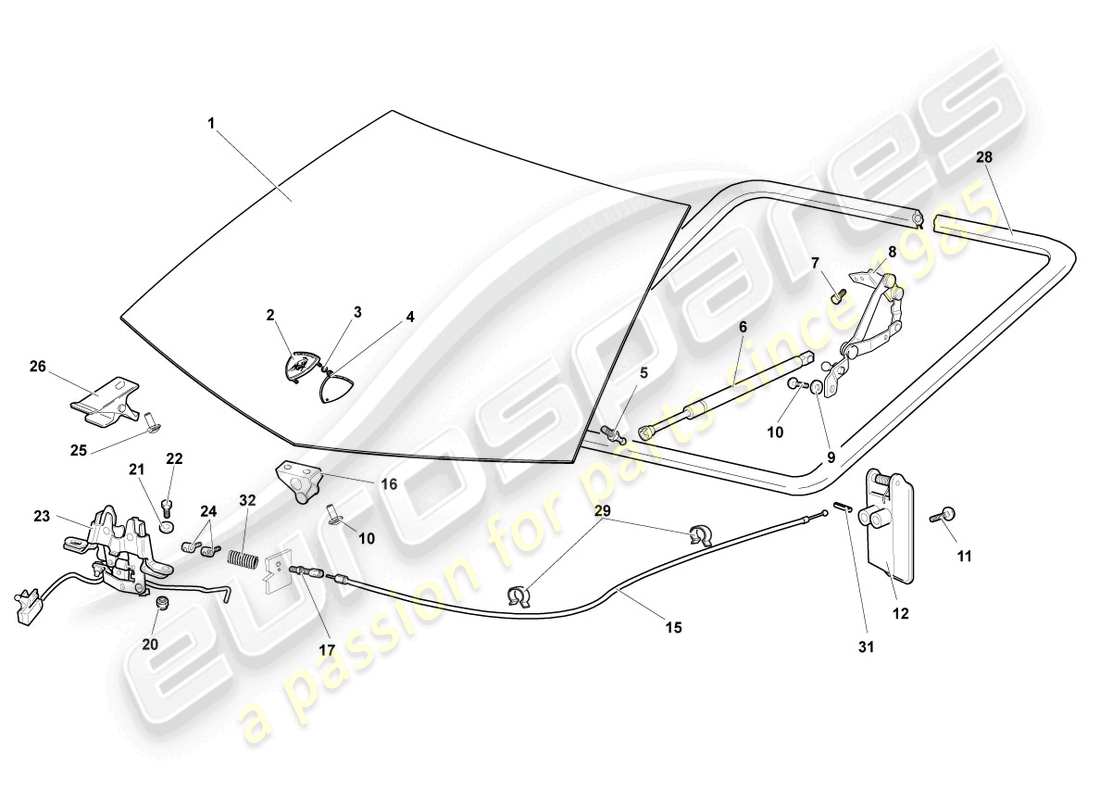 lamborghini reventon roadster bonnet part diagram