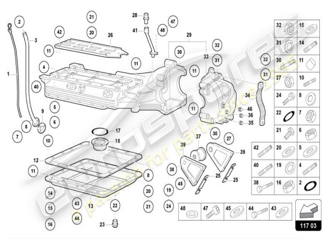 lamborghini diablo vt (1996) oil sump parts diagram