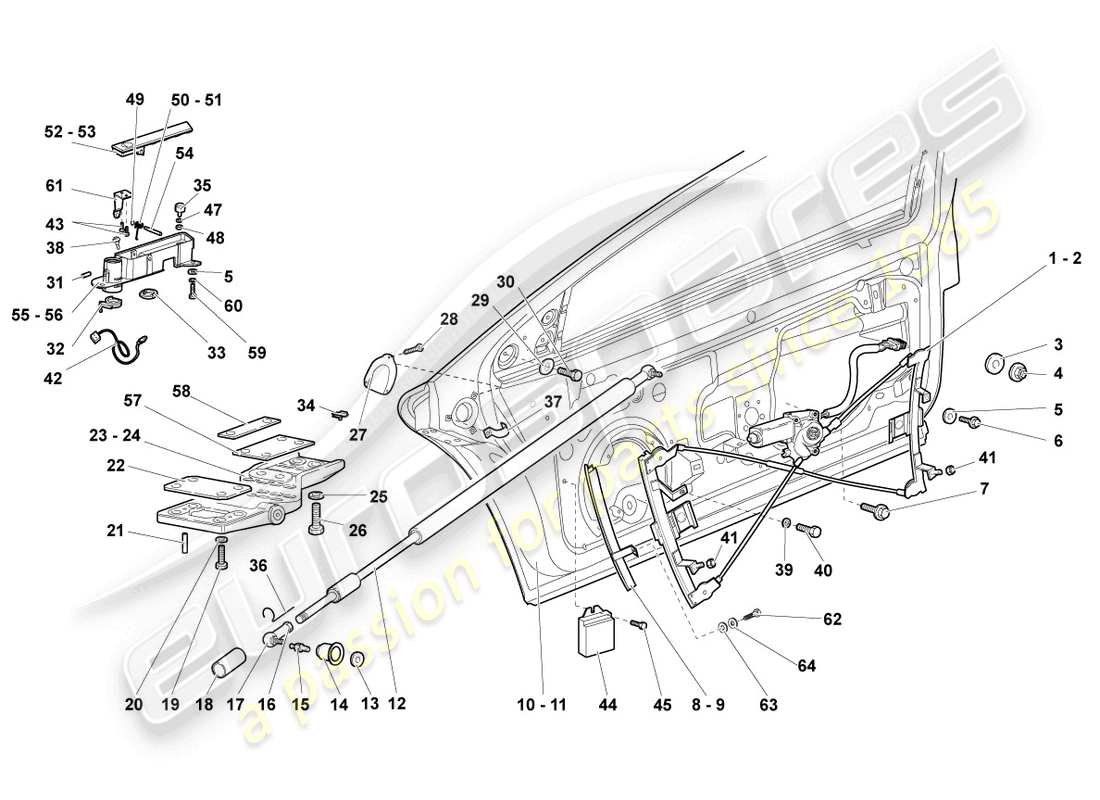 lamborghini lp640 roadster (2010) window regulator part diagram